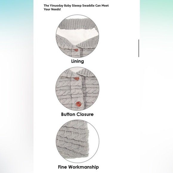 BABY BLANKET! GRAY KNIT BLANKET WITH BUTTONS - Picture 5 of 6